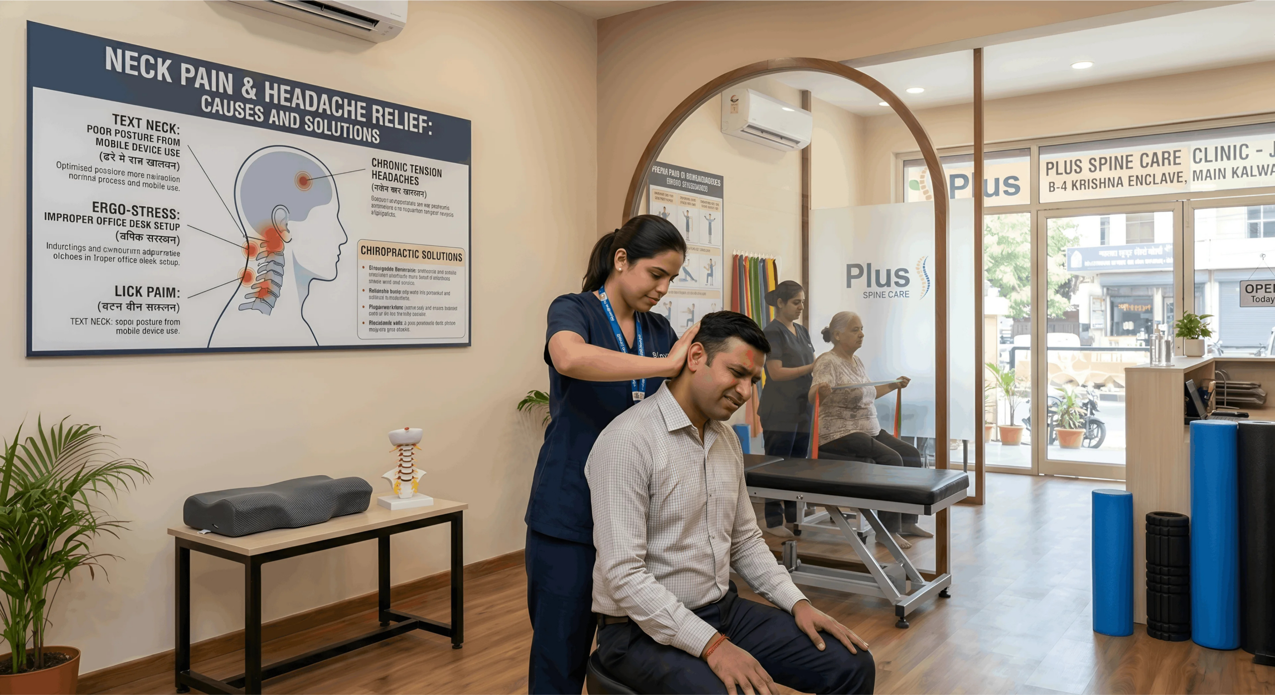 Neck pain Headaches Relieving tension caused by text neck or poor office ergonomics in plus spine care in Jaipur